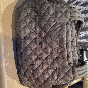 MZ Wallace Quilted Charcoal/Slate and Brown Bag